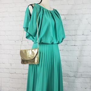 VTG 1980s Sea Green Blouson Style Dress